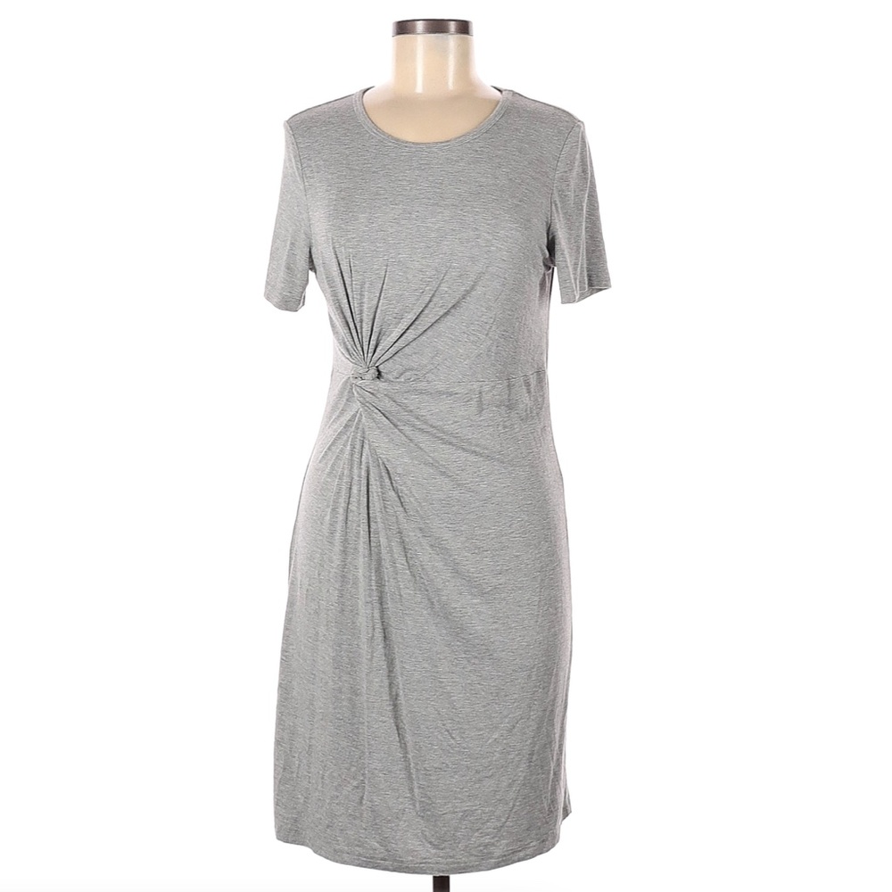 Lea & Viola Heather Grey Twist Knot Midi Dress